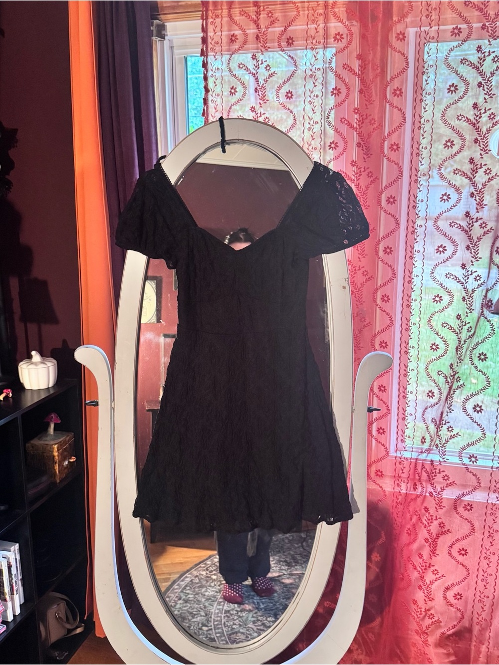 No Boundaries Black Lace Short Sleeve Slip Dress